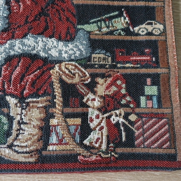 Christmas Runner For Table Manual Woodworkers & Weavers Santa & Elves Holiday - Picture 2 of 16